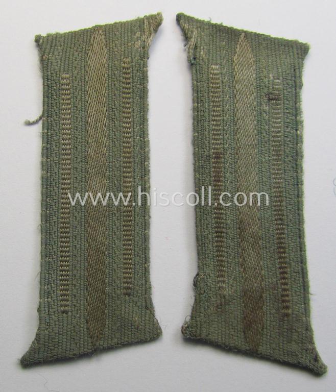 Fully matching - truly used- and carefully tunic-removed! - pair of WH (Heeres) mid- (ie. later-) war-period- and/or: 'standard-issued'-pattern WH (Heeres) collar-tabs (or: 'Einheitskragenspiegel') being of the desirable 'generic-pattern'