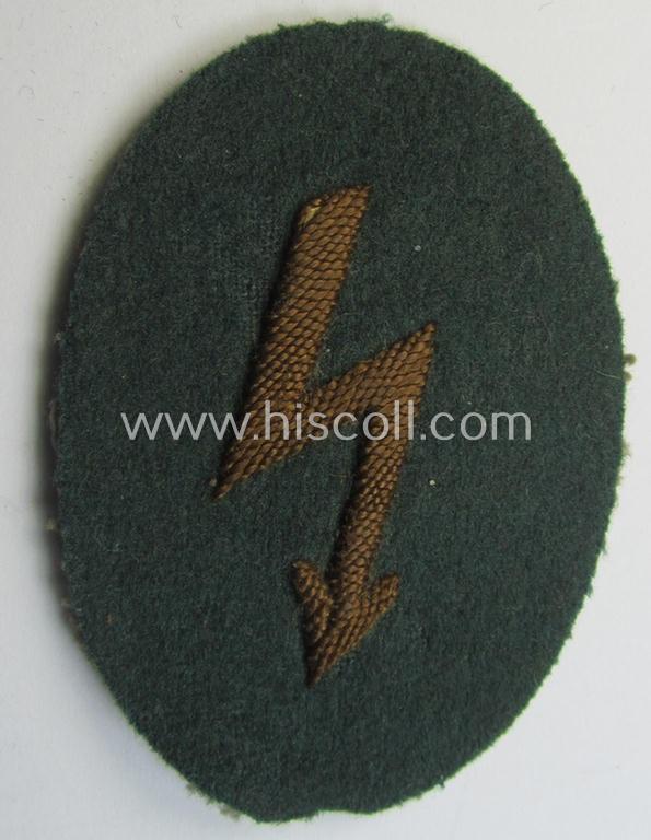 Attractive - and truly early-pattern! - WH (Heeres ie. Reichwehr) so-called: trade- and/or special career-insignia (or: hand-embroidered speciality arm-patch ie. signal-blitz) as was intended for a soldier serving within the: 'Kradschützen-Truppen'