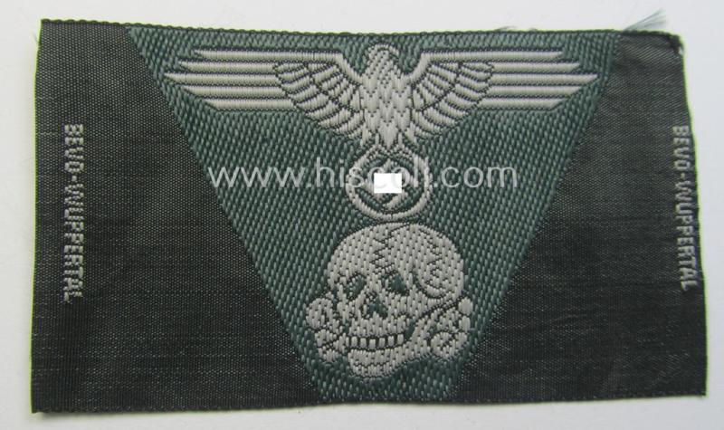 Superb - and simply never used nor cap-attached - Waffen-SS field-grey-coloured, M43-pattern cap-trapezoid as was intended for usage on the M43-model field-caps (ie. 'Einheitsfeldmützen') that comes in a 'virtually mint- ie. unissued', condition