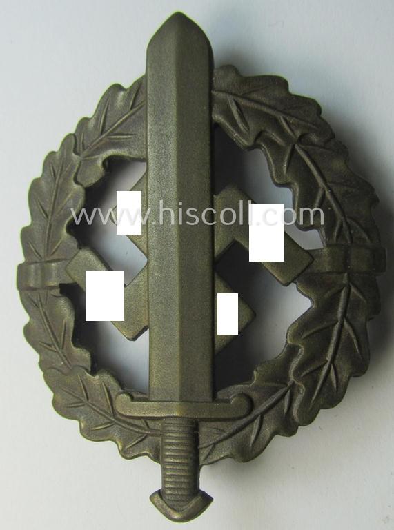 Attractive, early- (ie. pre-) war-period 'SA Sportabzeichen in Bronze' being a nicely maker- (ie. 'E. Schneider'-) marked example that bears a unique, stamped bearers'-number that reads: '384319' on its back