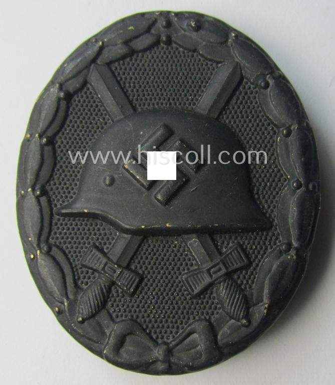 Neat, maker- (ie. 'L/11'-) marked example of a black-class wound-badge (or: 'Verwundeten-Abzeichen in Schwarz') being an example that was produced by the maker (ie. 'Hersteller') named: 'Wilhelm Deumer'