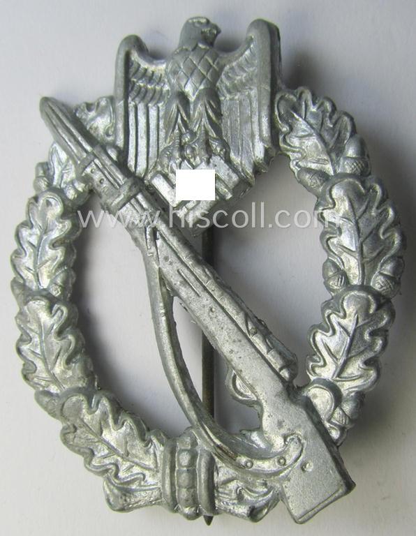 Attractive - and scarcely encountered! - typical maker- (ie. 'L/53'-) marked example of an: 'Infanterie Sturmabzeichen in Silber' (or: silver-class IAB) as was produced by the (truly unusually seen!) maker: 'Hymmen & Co.'