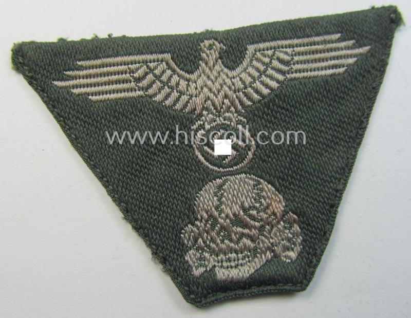 Superb - and truly used ie. cap-removed! - Waffen-SS field-grey-coloured, M43-pattern cap-trapezoid as was intended for usage on the M43-model field-caps (ie. 'Einheitsfeldmützen') that comes in an overall very nice condition