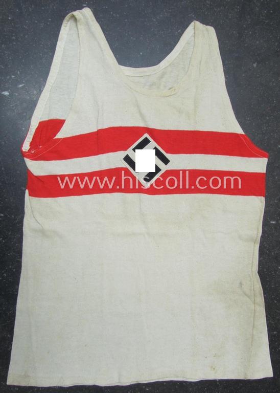 Attractive, 'standard-issue'-pattern, HJ o. DJ ('Hitlerjugend'/'Deutsches Jungvolk') linnen-based sportshirt (ie. 'Sporthemd') being a nicely preserved example that comes in a moderately used- (albeit still very nicely preserved condition)