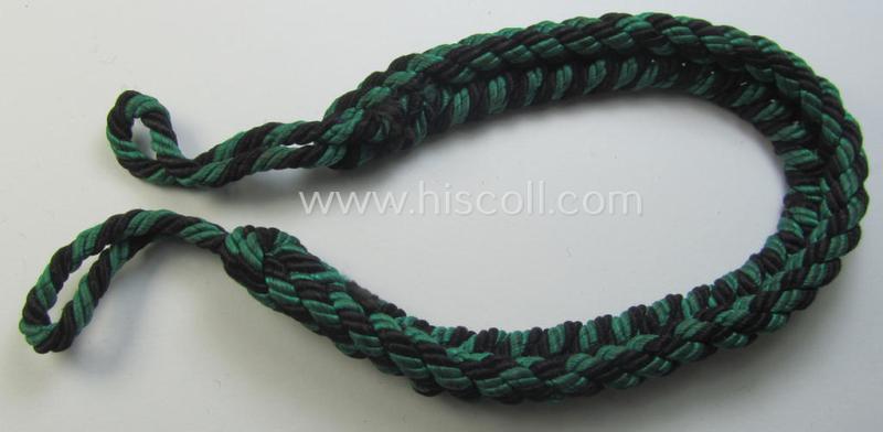 Attractive - and scarcely encountered! - HJ/DJ (ie. 'Hitlerjugend' etc.) so-called: 'leaders-lanyard' (ie. 'Führerschnur') as was intended for usage by a youth-member holding the rank of: 'HJ-Oberscharführer' (ie. 'DJ-Hauptjungzugführer')