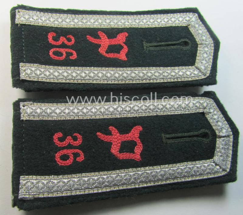 Superb - and fully matching! - pair of WH (Heeres), neatly 'cyphered' and early- (ie. pre-war-) period- (ie. 'M36'- ie. 'M40'-pattern and pointed-style) NCO-type shoulderstraps as was intended for usage by an: 'Uffz. des Panzerjäger-Abts. 36'