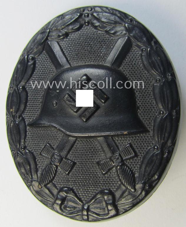 Attractive - albeit non-maker-marked and typical non-magnetic! - example of a black-class wound-badge (or: 'Verwundeten-Abzeichen in Schwarz') that comes in an overall very nice- (ie. I deem hardly used-), condition