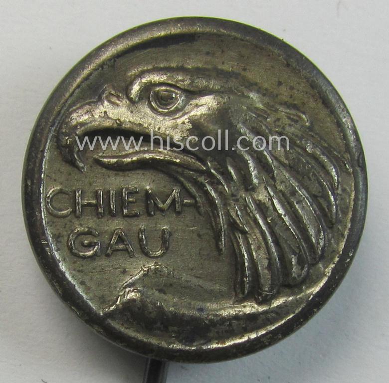 Superb - and scarcely seen! - so-called: 'Freikorps'- (ie. 'Einwohnerwehr Chiem-Gau'-) related membership-pin- (ie.: 'Mitgliedsabzeichen') showing an early-pattern: 'Einwohnerwehr'-device depicting a (detailed!) eagle-head and text: 'Chiem-Gau'
