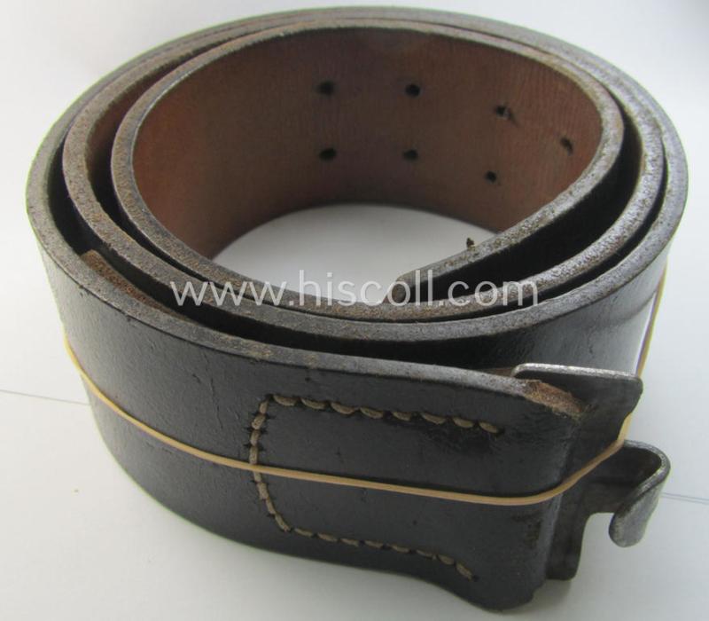 Neat, later- (ie. mid-) war-period, black-coloured WH (Heeres, Luftwaffe, Waffen-SS etc.) 'standard-issue'-pattern belt (ie. 'Koppelriemen') being a 92 cms. sized example that shows a (clear) makers'-designation (ie. 'RbN.Nr.')