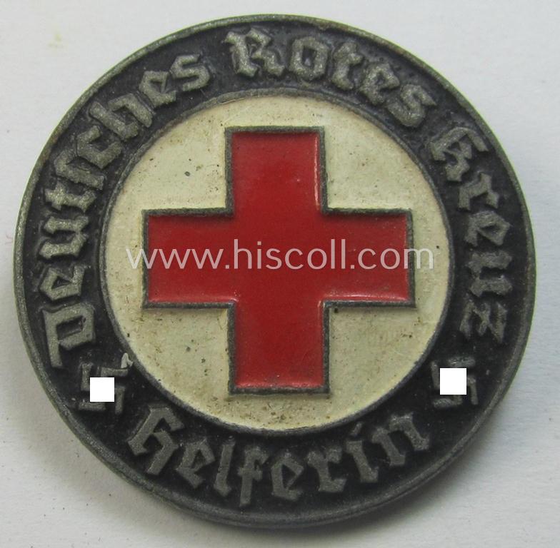 'Feinzink'-based, DRK (ie. 'Deutsches Rotes Kreuz') nurses'-helpers-badge entitled: 'Helferin'
