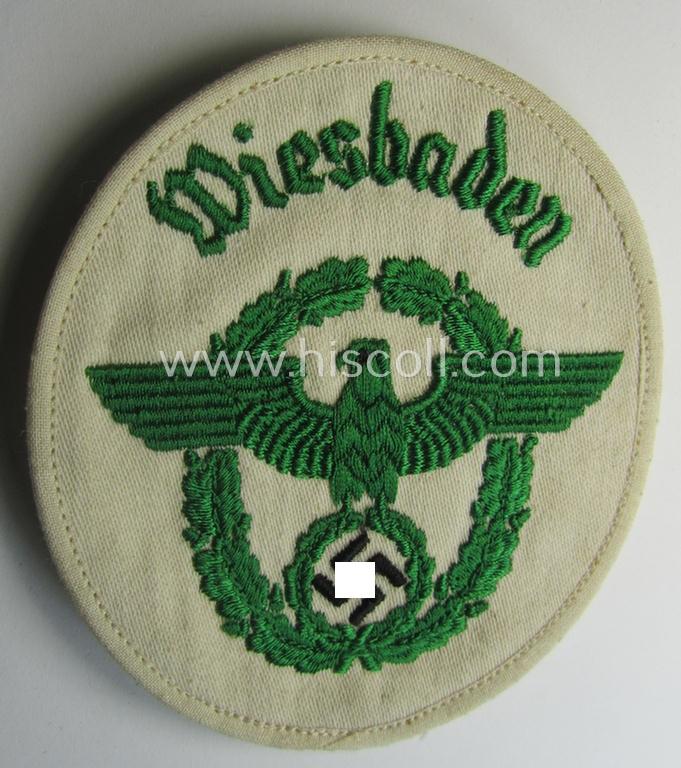 'Polizei o. Gendarmerie'-arm-eagle (ie. 'Ärmeladler') on white linnen: 'Gendarmerie Wiesbaden'