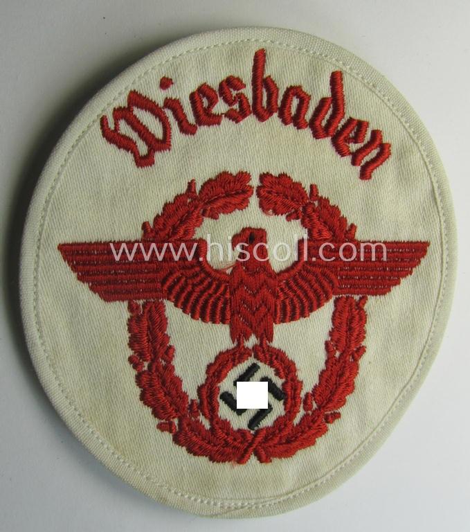 'Polizei'-related arm-eagle (ie. 'Ärmeladler') on white linnen: 'Feuerwehrpolizei Wiesbaden'