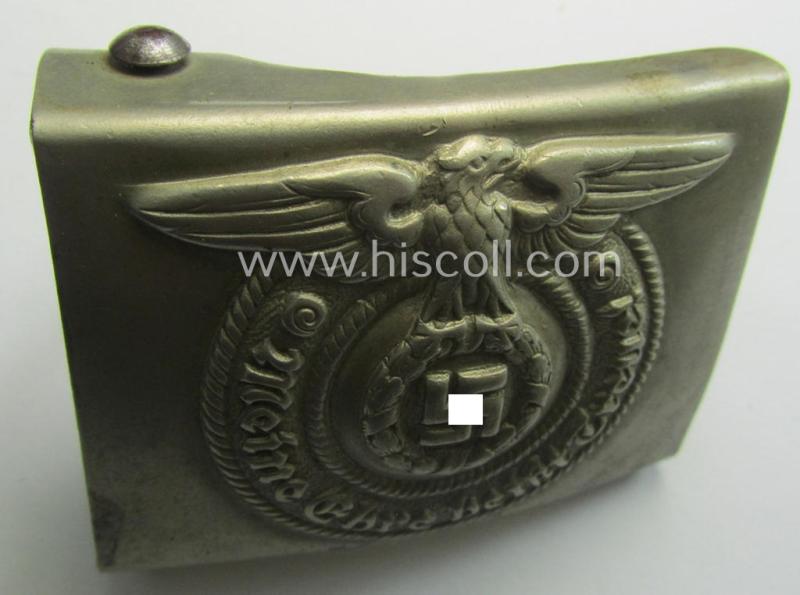 SS- (ie. Allg.-SS o. Waffen-SS) nickle-chrome EM- (ie. NCO-) type belt-buckle ('O & C - ges.gesch.' (= 'Overhoff & Cie'-) marked
