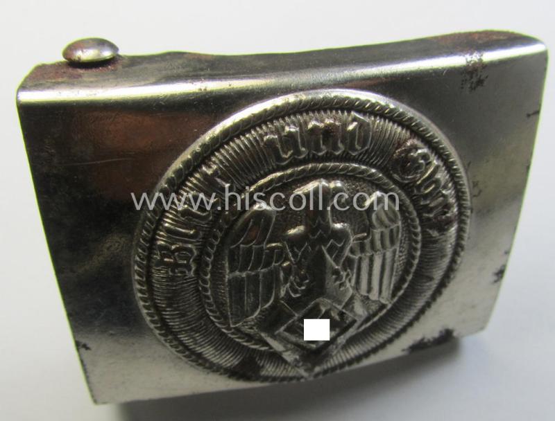 HJ (ie. 'Hitlerjugend') nickle-chrome-based belt-buckle (marked: 'RzM M4/28')