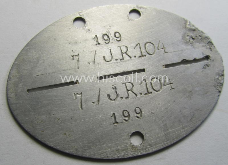 WH (Heeres) ie. 'Infanterie'-related ID-disc: '7./J.R.104'