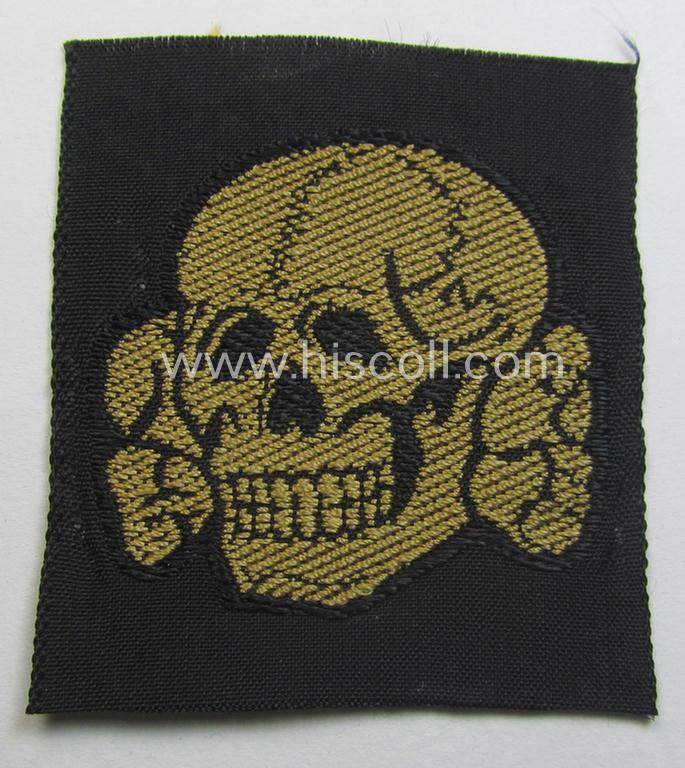 Waffen-SS cap-skull (being of the larger-sized model as was executed in neat 'BeVo'-weave pattern and being of the 'tropical'-version- ie. being a golden-yellow-coloured example)