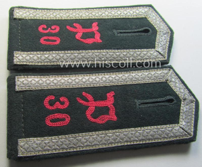 Pair of WH (Heeres), 'cyphered' and early- (ie. pre-war-) period- (ie. 'M36'- ie. 'M40'-pattern and pointed-style) NCO-type shoulderstraps: 'Uffz. des Panzerjäger-Abts. 30'