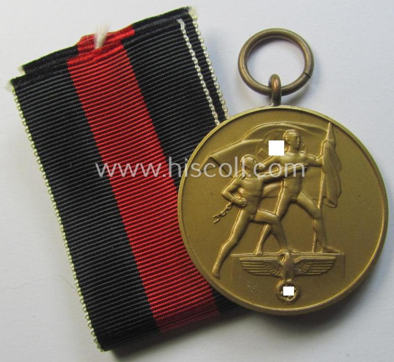 Superb, WH Czech-occupation- (ie. 'Anschluss'-) medal: '1. Oktober 1938' being a neat (and virtually mint!) example that came together with its full-length ribbon as issued and/or recently found