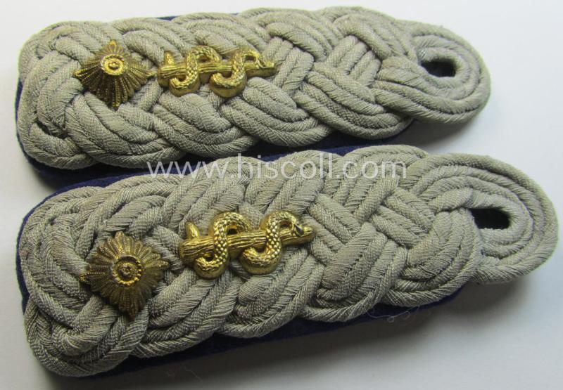 Pair of WH (Heeres) 'cyphered', officers'-type shoulderboards: 'Oberstleutnant u. Arzt' who served within the: 'Sanitäts-Trpn.'