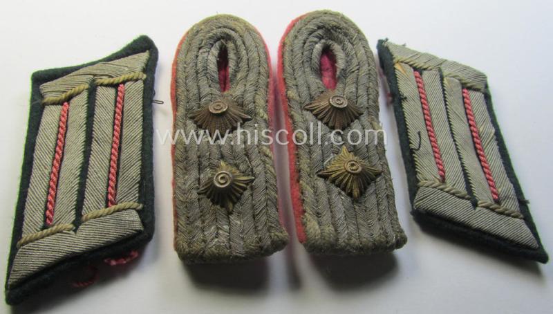 4-pieced WH (Heeres) officers'-type insignia-set as intended for a: 'Hauptmann u. Mitglied einer Panzer- o. Pz-Jäger'-unit