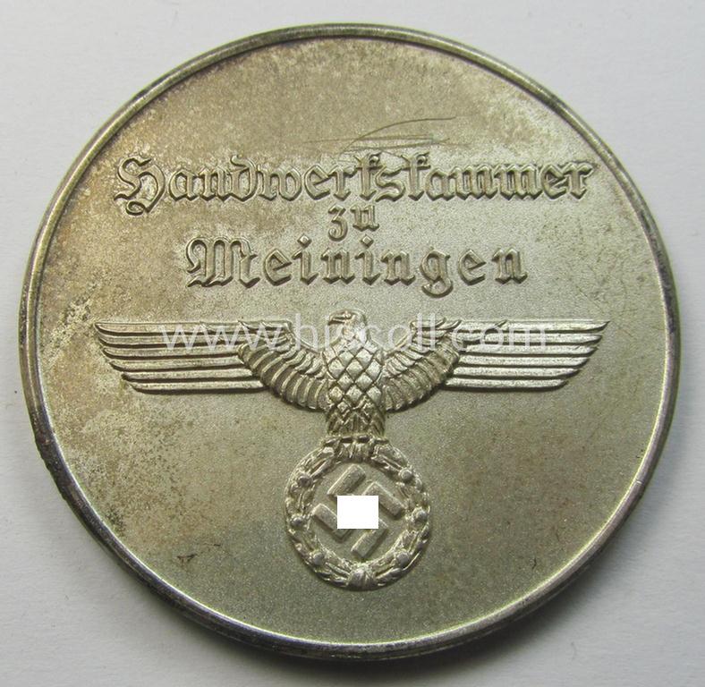 TR-period loyal-service-award-plaque (or: 'Erinnerungs- o. nichttragbare Medaille') entitled: 'Handwerkskammer zu Meiningen - Für Treue in der Arbeit'