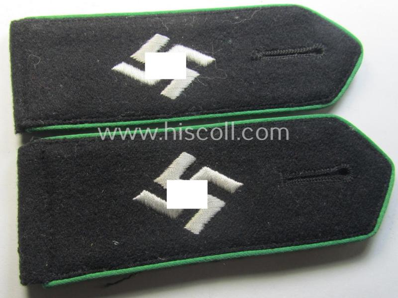 Pair of EM- (ie. NCO-) type 'Sicherheitsdienst'- (ie. 'SD'-) related shoulderstraps: 'Schützmannschaften' (ie. 'Schuma')