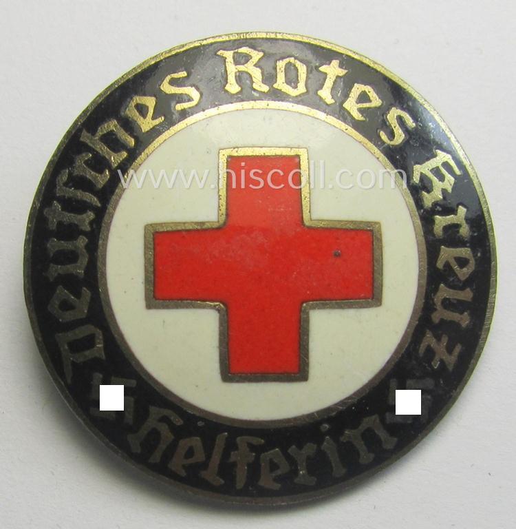 DRK (ie. 'Deutsches Rotes Kreuz' or German Red Cross) 'ELM'-maker-marked nurses'-badge: 'Helferin'