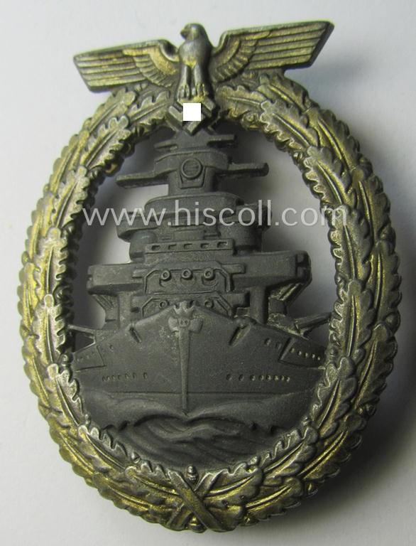 WH (KM) 'Flottenkriegsabzeichen' being zinc- (ie. 'Feinzink'-) based example by the 'Friedrich Orth'- (ie. 'FO'-) company