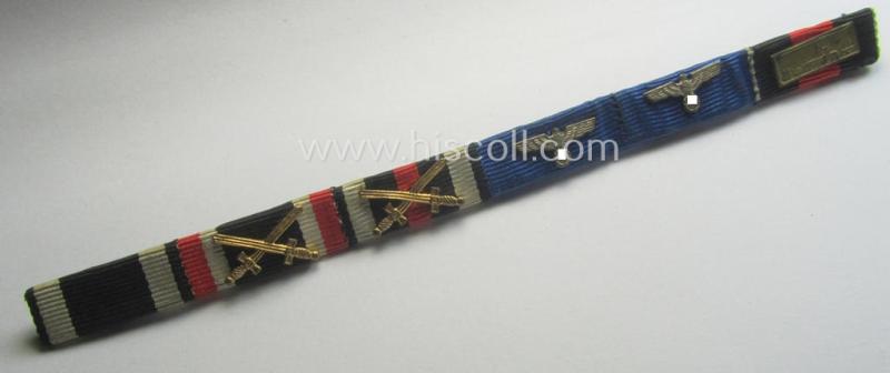 6-pieced ribbon-bar (ie. 'Feld- o. Bandspange') showing an: 'EKII. Kl.', a: 'KvK II.Kl. m. S., a: 'FKK m. S.', 2 WH 'DA' and a: Czech 'Anschluss'-medal with 'PB-Spange'