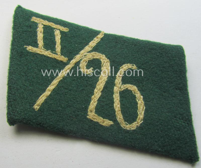 Single, SA (ie. 'Sturmabteilungen') collar-patch (ie. 'Kragenspiegel'): 'SA-Mitglied': 'SA-Standarte 26' ('SA-Gruppe Kurpfalz o. Nordsee')
