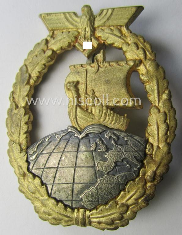 WH (KM) 'Hilfskreuzer-Kriegsabzeichen' (or: auxiliary-cruiser war-badge) in 'Buntmetall' by: 'C.E. Juncker'