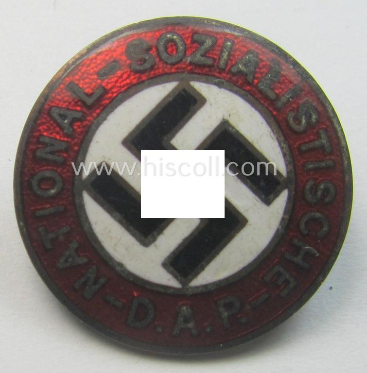 Early-pattern 'N.S.D.A.P. - Parteiabzeichen' showing a: 'Ges.Gesch.'-patent-pending-designation