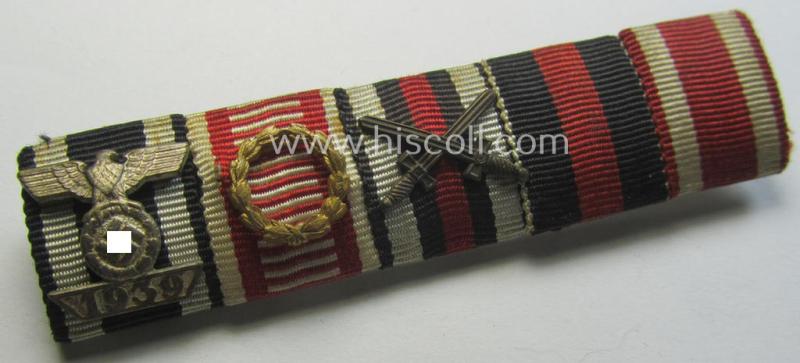 5-pieced, WWI- (ie. WWII-) period ribbon-bar (ie. 'Feld- o. Bandspange') showing various WWI-period awards and a: WWI-period: 'EK II. Kl.' (with 'Wiederhohlungs-Spange Miniatur')
