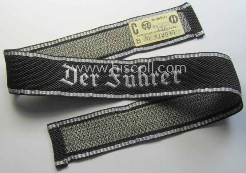 Waffen-SS 1939/40-pattern, officers'-type 'flat-wire'-woven cuff-title (ie. 'Ärmelstreifen für Führer'): Regiment 'Der Führer' (2. SS-Pz-Div. 