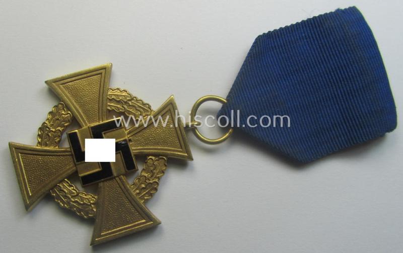 'Treuedienst Ehrenzeichen 1. Klasse' (or: golden-class, civil loyal-service-medal as was intended for 40 yrs. of loyal service) being a nicely preserved and non-marked specimen