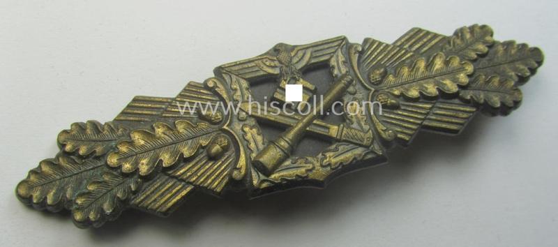 'Nahkampfspange in Bronze' (or: bronze-class close-combat clasp ie. CCC) being a maker- (ie. 'F.&B.-L.'-) marked- and/or minimally converse-shaped specimen as was produced by the maker- (ie. 'Hersteller') 'Funcke u. Brüninghaus'