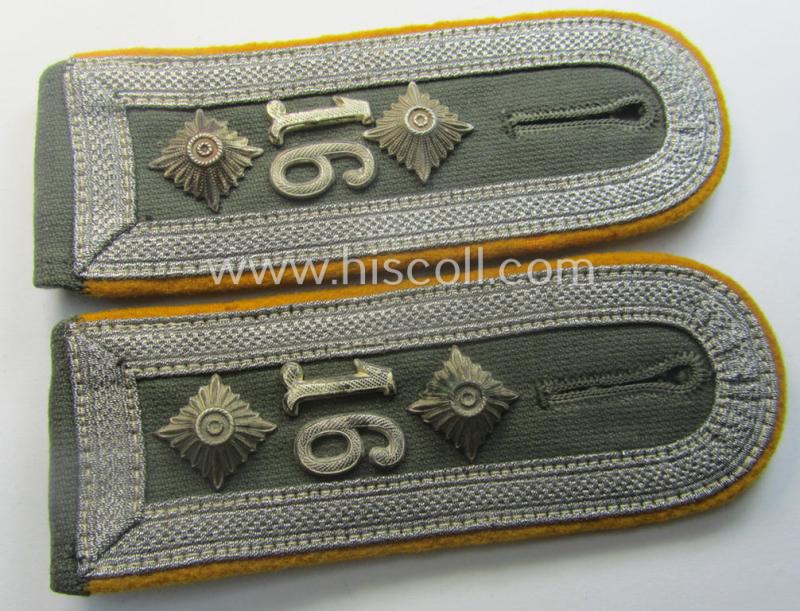 Pair of early-period- (ie. 'Reichswehr'), WH (Heeres) 'cyphered' NCO-type shoulderstraps, as executed in neat 'rib-cord'-like linnen as was specifically intended for an: 'Oberfeldwebel des Kavallerie o. Reiter-Rgts. 16'
