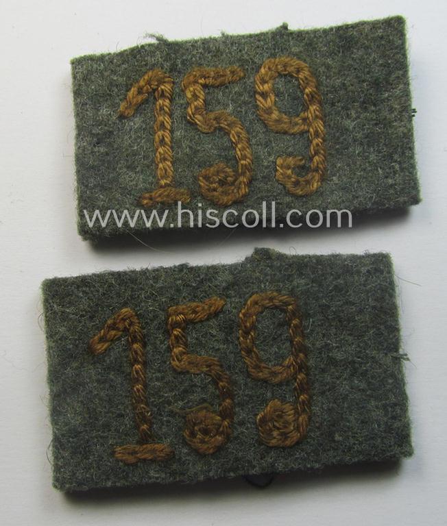 Pair of WH (Heeres) 'Kradschützen'-related, so-called: regimental shoulderstrap-'slip-ons' (ie. 'Schulterstück-Überschuben'): 'Soldat des Kradschützenbtl. der Pz.Div. u. Inf.Div. (mot) 159'