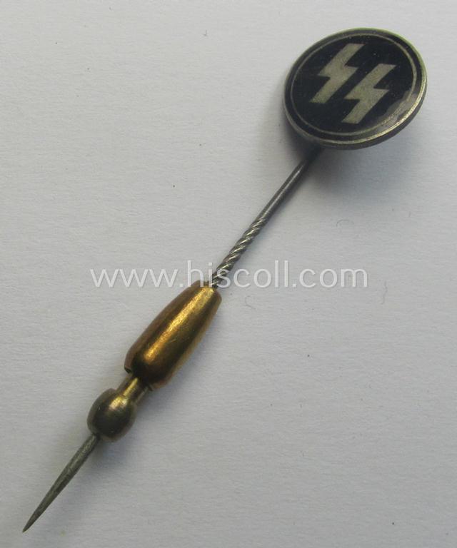 Superb - neatly enamelled and actually rarely encountered! - SS (ie. 'Allgemeine SS') civil-attire badge (ie. 'Zivilabzeichen der SS') being a detailed example that shows a clearly-present makers'-designation and unique serial-number ('41409')