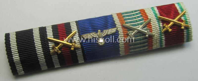 5-pieced, WWI- (ie. WWII and/or TR-) period ribbon-bar (ie. 'Feld- o. Bandspange') showing various (German ie. Austrian) WWI-period awards and a TR-period: 'WH-Dienstauszeichnung der 4. Kl.'