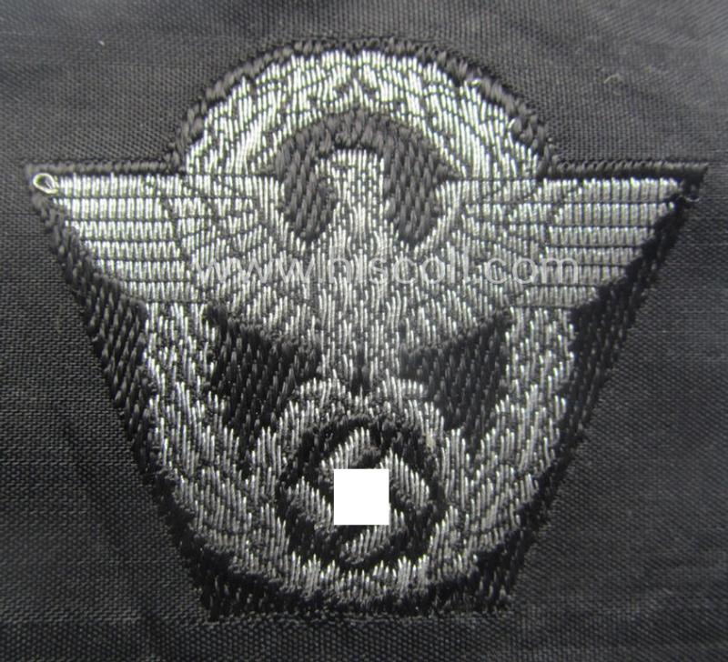 Officers'-pattern, Polizei- (ie. 'SS-Polizei') cap-eagle (ie. 'Adler für Schiffchen o. Einheitsfeldmütze') being a 'virtually mint- ie. unissued' example as executed in so-called: 'BeVo flat-wire'-style