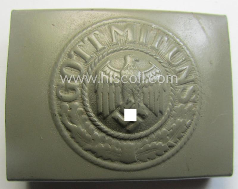 'Virtually mint', 'standard-issue'-pattern WH (Heeres) field-grey-toned- and/or typical steel-based belt-buckle being a maker- (ie. 'm.S.S.'-) marked and/or: '1942'-dated example