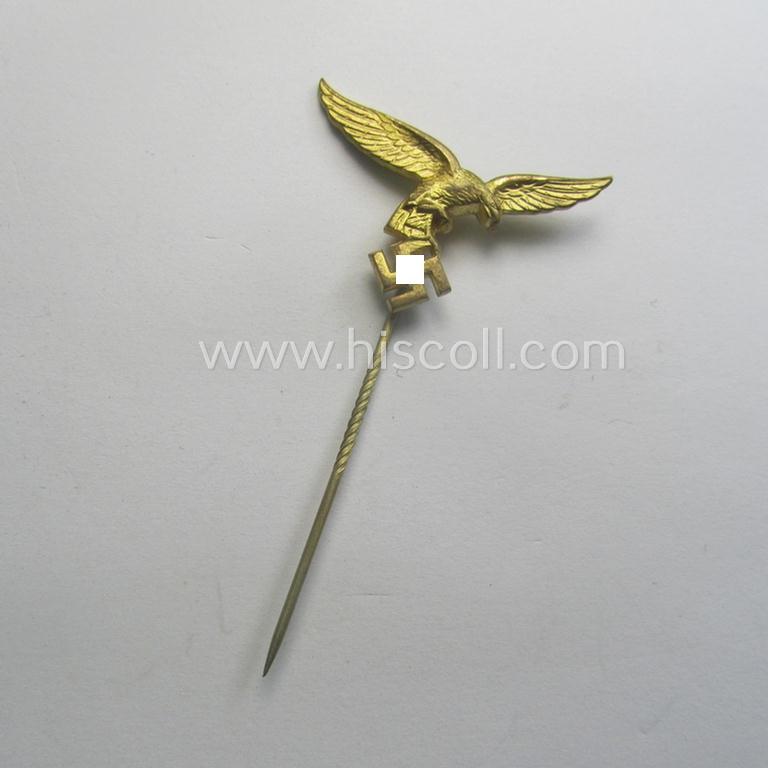 Bright-golden-toned lapel-pin (ie. 'Zivilabzeichen') to be worn on the civil attire as was intended for usage by the various staff-members of the 'Luftwaffe' (depicting an early-pattern- ie. 'down-tailed'-eagle)