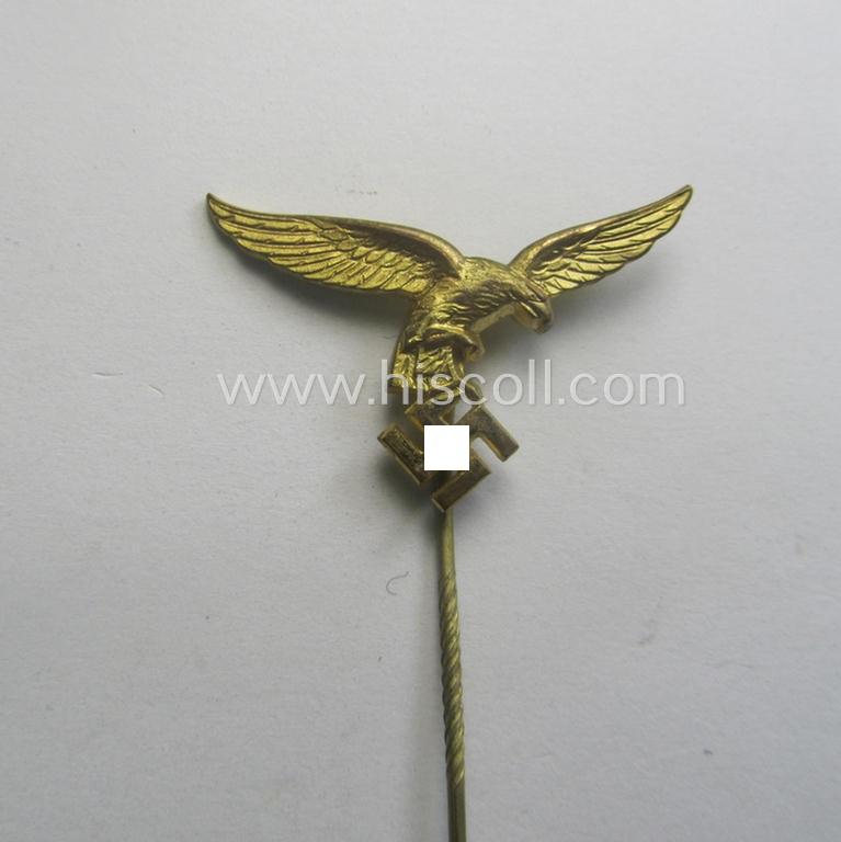 Bright-golden-toned lapel-pin (ie. 'Zivilabzeichen') to be worn on the civil attire as was intended for usage by the various staff-members of the 'Luftwaffe' (depicting an early-pattern- ie. 'down-tailed'-eagle)