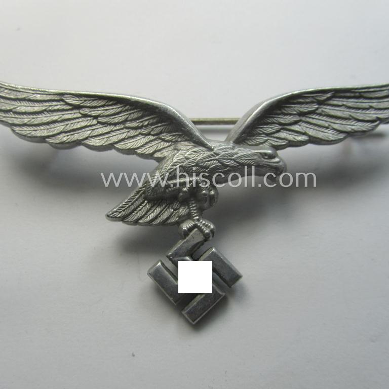 WH (Luftwaffe) aluminium-based breast-eagle as was specifically intended for usage on the white summer-tunics (ie. 'Brustadler für Sommerrock') being a detailed- albeit non-maker-marked specimen
