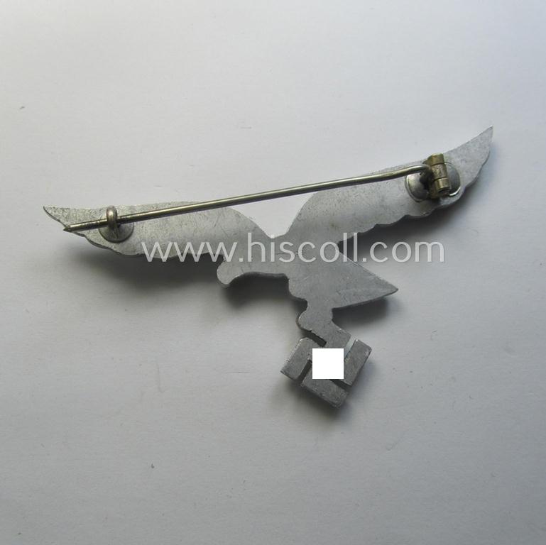 WH (Luftwaffe) aluminium-based breast-eagle as was specifically intended for usage on the white summer-tunics (ie. 'Brustadler für Sommerrock') being a detailed- albeit non-maker-marked specimen