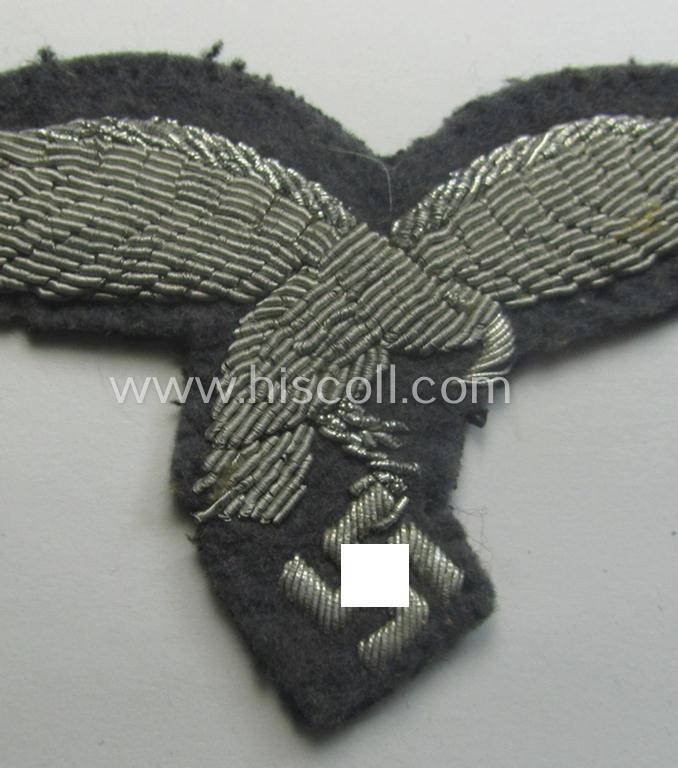 Minimally used WH (LW) officers'- (evt. NCO-) type, hand-embroidered breast-eagle (ie. 'Brustadler für Offiziere der LW')