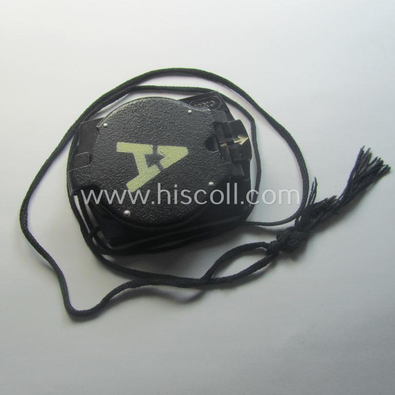 'Standard-issue'-pattern WH compass (or: 'Marschkompass') as executed in black-coloured 'Bakelite' being - I deem - a later-war-period- and/or maker- (ie. 'CXN'-) marked example that comes mounted on its period cord