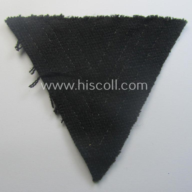Truly used- and/or tunic-removed, Waffen-SS- (ie. Heeres Panzer-) type 'Armwinkel' (or: rank-chevron) as executed on black-coloured wool as was intended for an: 'SS-Rottenführer' (ie. 'Obergefreiter')