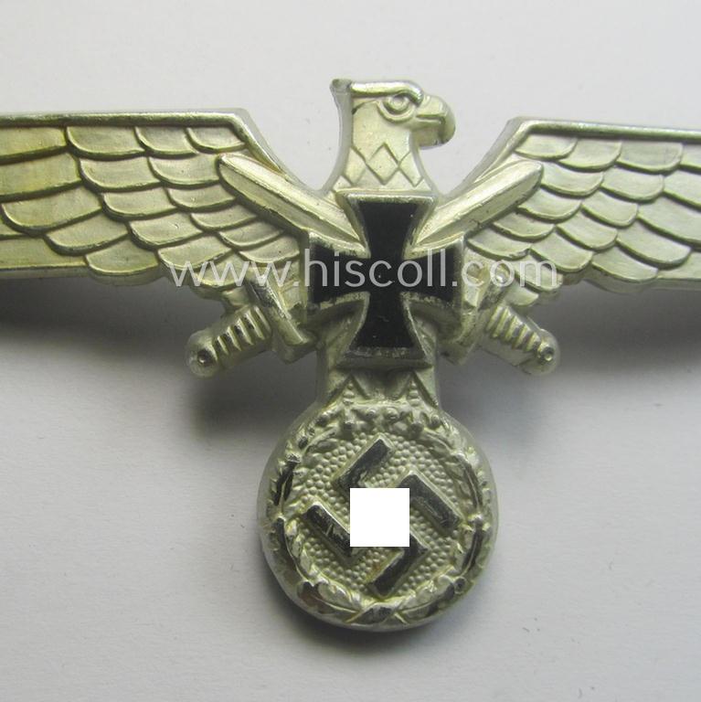 Bright-silver-toned, aluminium-based so-called: D.R.K.B. (or: 'Deutscher Reichskriegerbund' aka 'Kyffhäuserbund') enlisted-mens'- (ie. NCO-) type breast-eagle (showing a black-coloured- and neatly enameled iron cross-symbol)